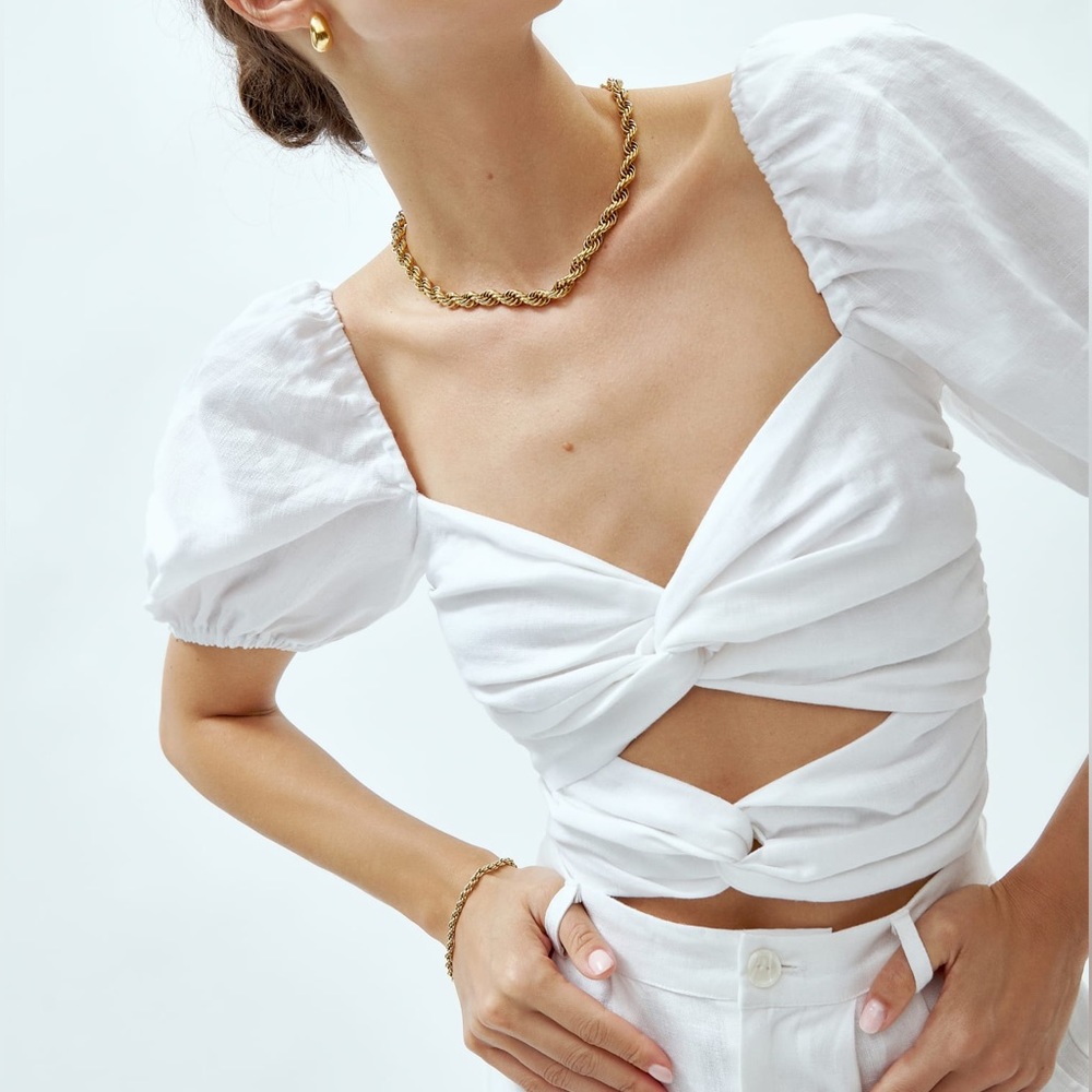 Reformation Karina Linen Top Size 2